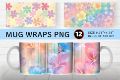 Pastel Rainbow Blooming Flowers Mug Wrap Sublimation Designs Product Image 1