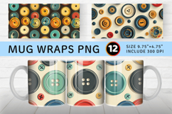 Retro Buttons Mug Wrap Sublimation Designs Product Image 1