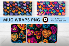 Multicolored Funky Hearts Shapes Mug Wrap Sublimation Design Product Image 1