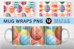 Colorful Eggs Plaid Mug Wrap Sublimation Designs Product Image 1