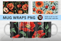 Poppy Flowers Embroidery Mug Wrap Sublimation Designs Product Image 1