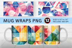 Watercolor Geometric Shapes mug wrap sublimation Designs Product Image 1