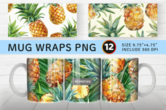 Watercolor Pineapple Mug Wrap Sublimation Designs Product Image 1