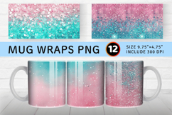 Ombre Pink &amp; Turquoise Glitter Mug Wrap Sublimation Designs Product Image 1