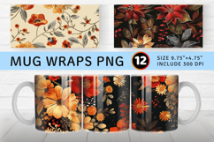 Fall Embroidery Flowers Mug Wrap Sublimation Designs Product Image 1