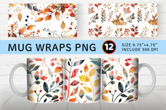 Watercolor Fall Pattern Mug Wrap Sublimation Designs Product Image 1