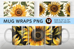 Sunflower Boho Mug Wrap Sublimation Designs Product Image 1