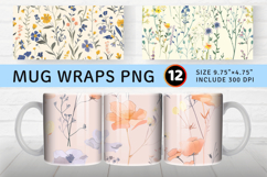 Soft Wildflower Mug Wrap Sublimation Designs Product Image 1