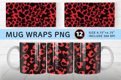 Black and Red Leopard Valentine Mug wrap Sublimation Designs Product Image 1