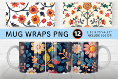 Meeras Indian Folk Blooms Mug Wrap Sublimation Designs Product Image 1
