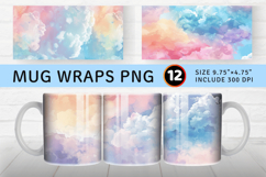 Watercolor Pastel Clouds Mug Wrap Sublimation Designs Product Image 1
