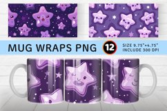 Purple Kawaii Stars Mug wrap Sublimation Designs Product Image 1