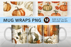 Vintage Fall Pumpkins Mug Wrap Sublimation Designs Product Image 1