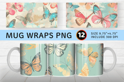 Pastel Spring Butterflies Mug Wrap Sublimation Designs Product Image 1