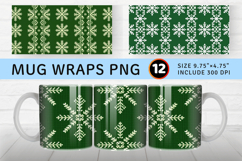 Green Knitted Christmas Mug Wrap Sublimation Designs Product Image 1