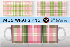 Pink &amp; Green Plaid Mug Wrap Sublimation Designs Product Image 1