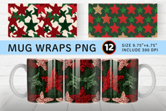 Red &amp; Green Knitted Stars Mug Wrap Sublimation Designs Product Image 1