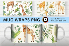 Watercolor Safari Mug Wrap Sublimation Designs Product Image 1