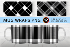 Black White Plaid Mug Wrap Sublimation Designs Product Image 1