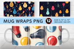 Colorful Lightbulbs Mug Wrap Sublimation Designs Product Image 1