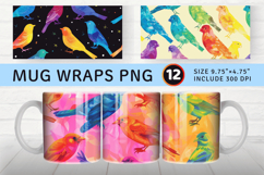 Rainbow Hued Birds Mug Wrap Sublimation Designs Product Image 1