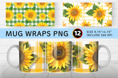 Gingham Sunflower Mug Wrap Sublimation Designs Product Image 1