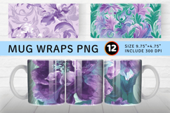 Emerald Purple Pastel Floral Mug Wrap Sublimation Designs Product Image 1