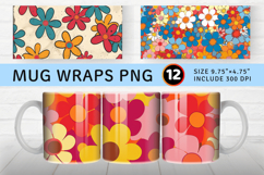 Groovy Flowers Mug Wrap Sublimation Designs Product Image 1