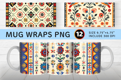 Romanian Folk Art Mug Wrap Sublimation Designs Product Image 1