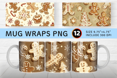 Retro Gingerbread Christmas Mug Wrap Sublimation Designs Product Image 1