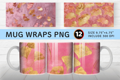 Pink and Gold Ginkgo Mug Wrap Sublimation Designs Product Image 1