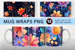 Magical Dreamy Flowers Mug Wrap Sublimation Designs Product Image 1