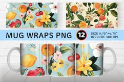Spring Floral Fruits Mug Wrap Sublimation Designs Product Image 1
