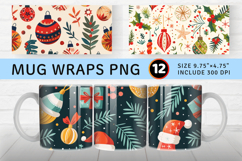 Merry and Bright Christmas Mug Wrap Sublimation Designs Product Image 1