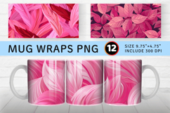 Pink Abstract Leaves Mug Wrap Sublimation Designs Product Image 1