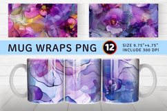 Orchid Alcohol Ink Flowers Paper Mug Wrap Sublimation Design Product Image 1