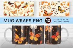Fall Cute Butterflies Mug Wrap Sublimation Designs Product Image 1