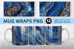 Royal Blue and Gold Agate Mug Wrap Sublimation Designs Product Image 1