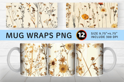 Wildflower Dried Vintage Flower Mug Wrap Sublimation Designs Product Image 1