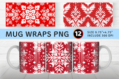 Red and White Christmas Mug Wrap Sublimation Designs Product Image 1