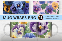 Pansies Floral Botanical Mug Wrap Sublimation Designs Product Image 1