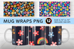 Tiny Rainbow Flowers mug wrap sublimation Designs Product Image 1