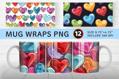 Colorful Love Hearts Mug Wrap Sublimation Designs Product Image 1
