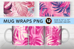 Pink Tropical Leaves Mug Wrap Sublimation Designs Product Image 1