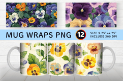 Cute Pansy Floral Garden Mug Wrap Sublimation Designs Product Image 1