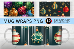 Christmas Baubles Mug Wrap Sublimation Designs Product Image 1