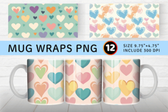 Pastel Hearts Mug Wrap Sublimation Designs Product Image 1