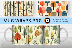 Retro Forest Fabric Tree Mug Wrap Sublimation Designs Product Image 1