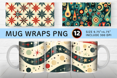 Retro Abstract Christmas Mug Wrap Sublimation Designs Product Image 1