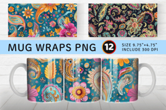 Boho Floral Paisley Mug Wrap Sublimation Designs Product Image 1